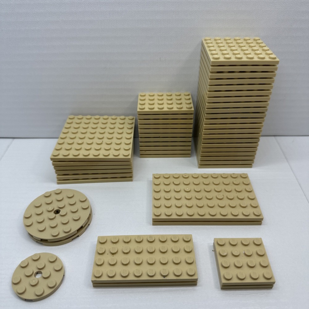 Lego Bult Lot Of 47 Tan/ Beige Lego Plates Various Sizes